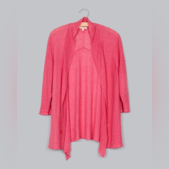 Eileen Fisher Coral Peach Hemp Open Cardigan Size Medium/Large - Picture 1 of 6